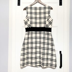 Nine West Womens 12 Knit Sheath Dress Window Pane Check Sleeveless Black White